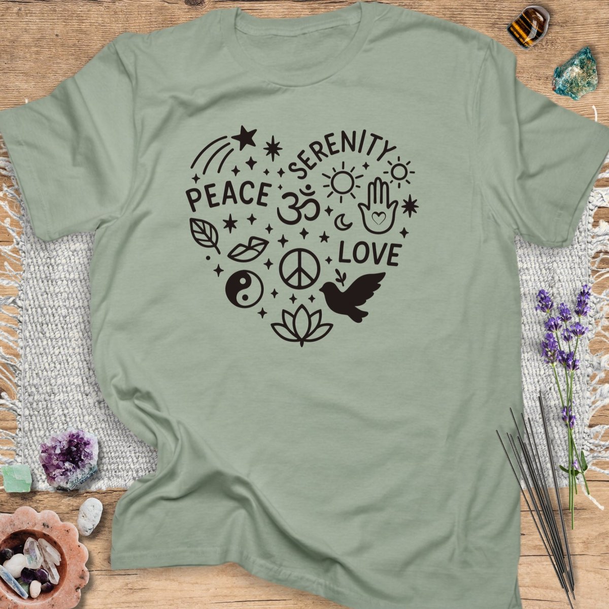 Boho Peace Heart T Shirt Gift For Yoga Lover