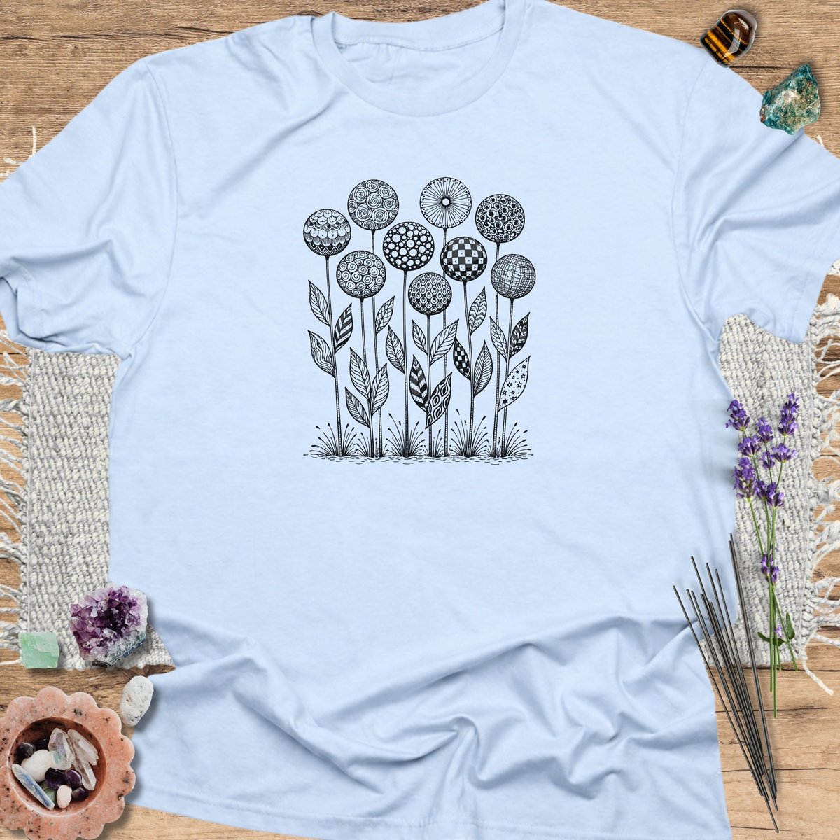 Botanical Zentangle T Shirt Gift For Yoga Lover