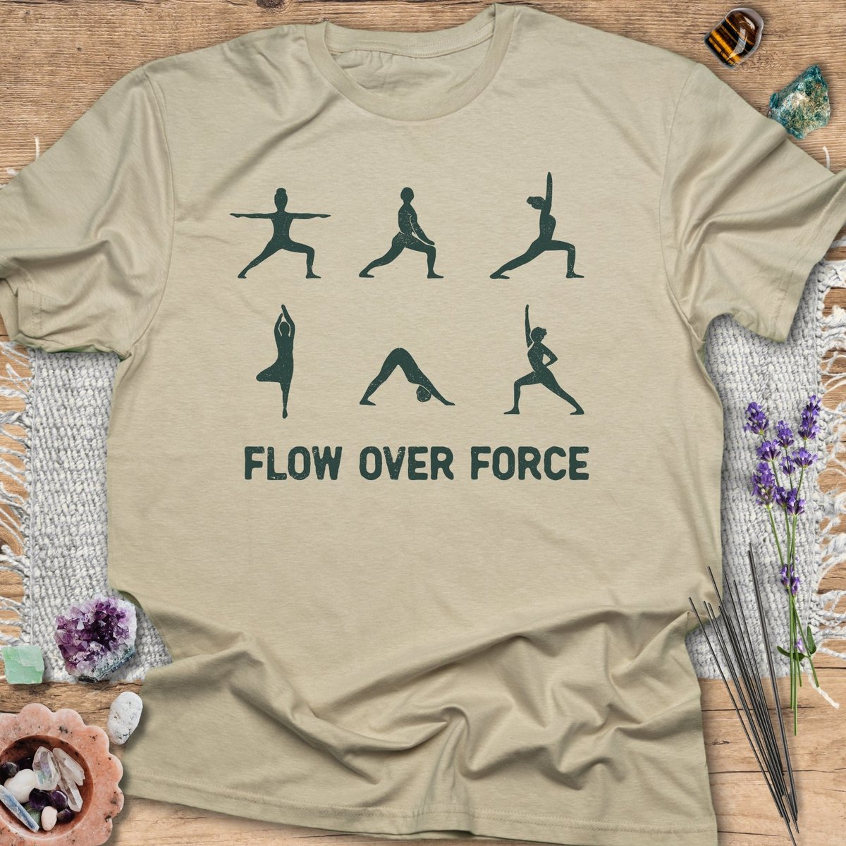 Flow Over Force T Shirt Gift For Yoga Lover