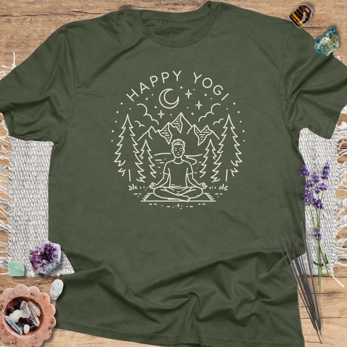 Happy Yogi T Shirt Gift For Yoga Lover