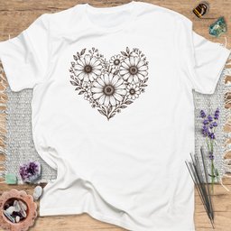 Daisy Heart T Shirt Gift For Yoga Lover