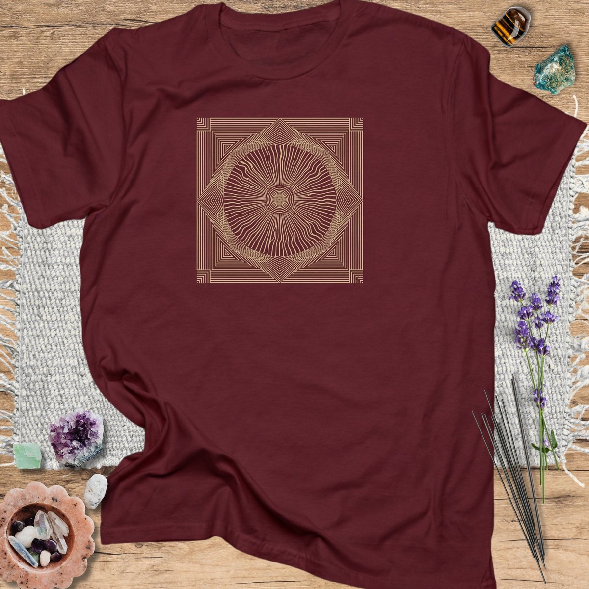 Cosmic Sunburst T Shirt Gift For Yoga Lover
