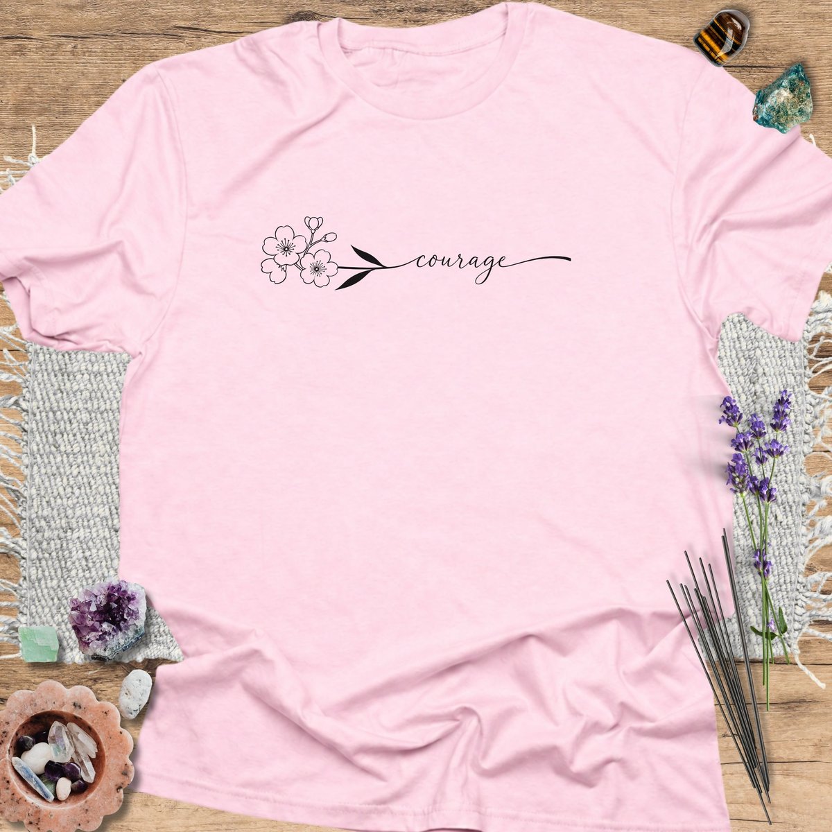 Courage Floral T Shirt Gift For Yoga Lover