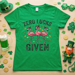 Zero Lucks Given Leprechaun Flamingo Funny St Patricks Day T Shirt Gift For Flamingo Lover