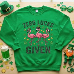 Zero Lucks Given Leprechaun Flamingo Funny St Patricks Day T Shirt Gift For Flamingo Lover