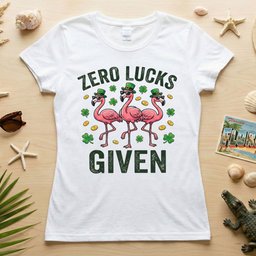 Zero Lucks Given Leprechaun Flamingo Funny St Patricks Day T Shirt Gift For Flamingo Lover