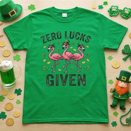 Zero Lucks Given Leprechaun Flamingo Funny St Patricks Day T Shirt Gift For Flamingo Lover