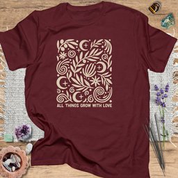 All Things Grow With Love T Shirt Gift For Yoga Lover