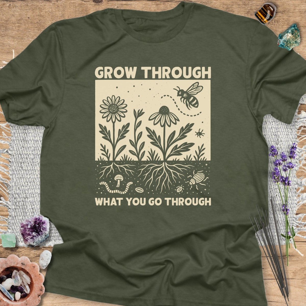 Grow Through What You Go Through T Shirt Gift For Yoga Lover