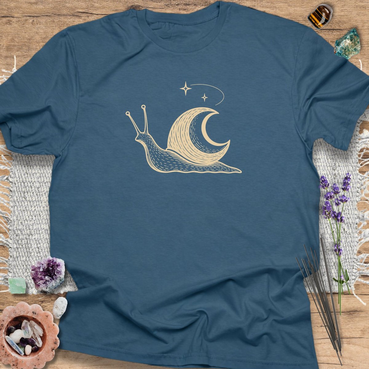 Celestial Moon Snail T Shirt Gift For Yoga Lover