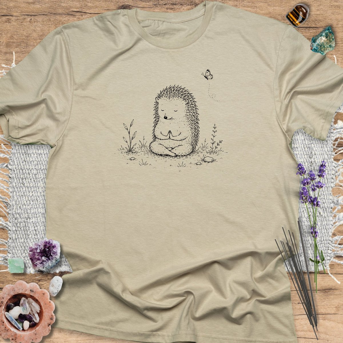 Mindful Hedgehog T Shirt Gift For Yoga Lover
