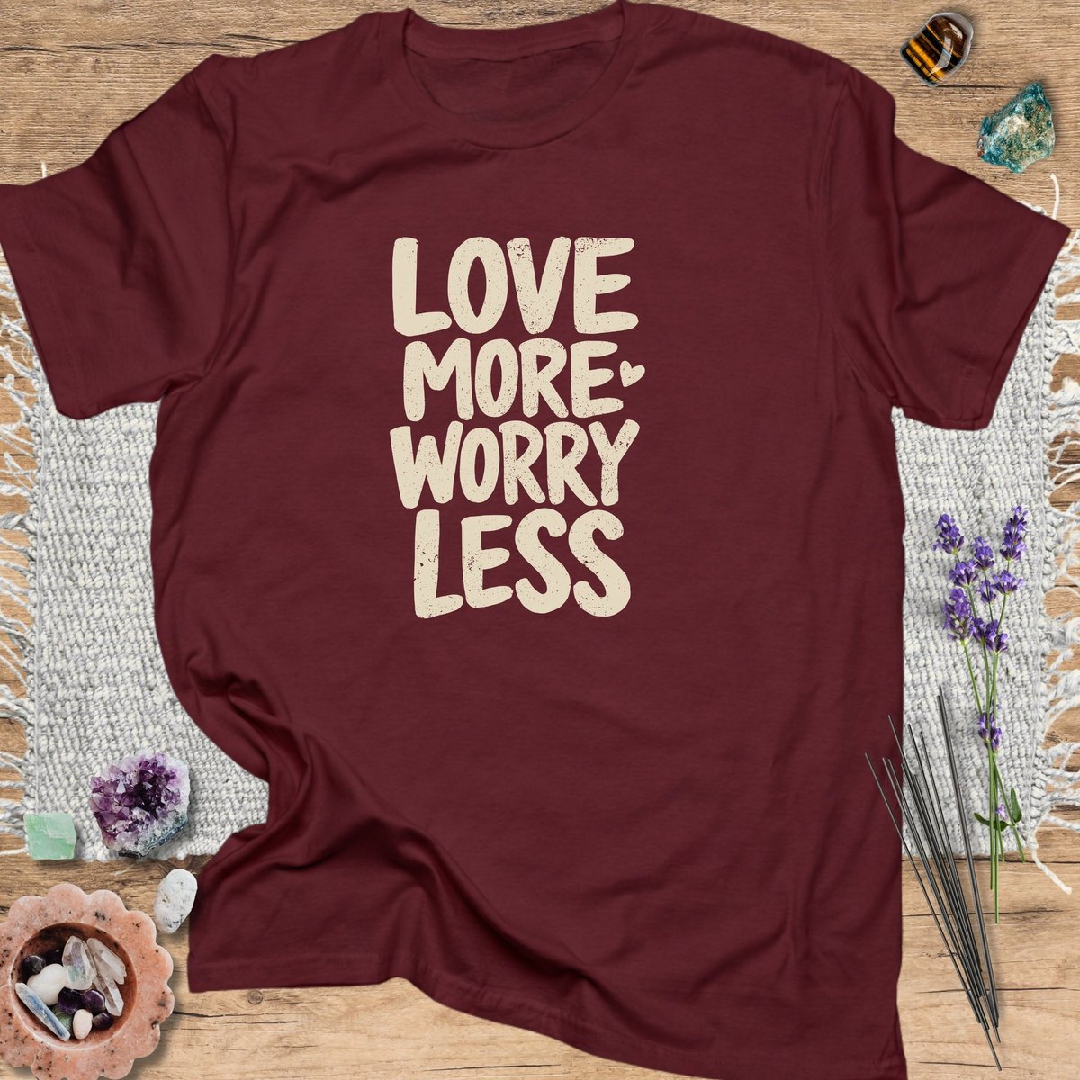 Love More Worry Less T Shirt Gift For Yoga Lover