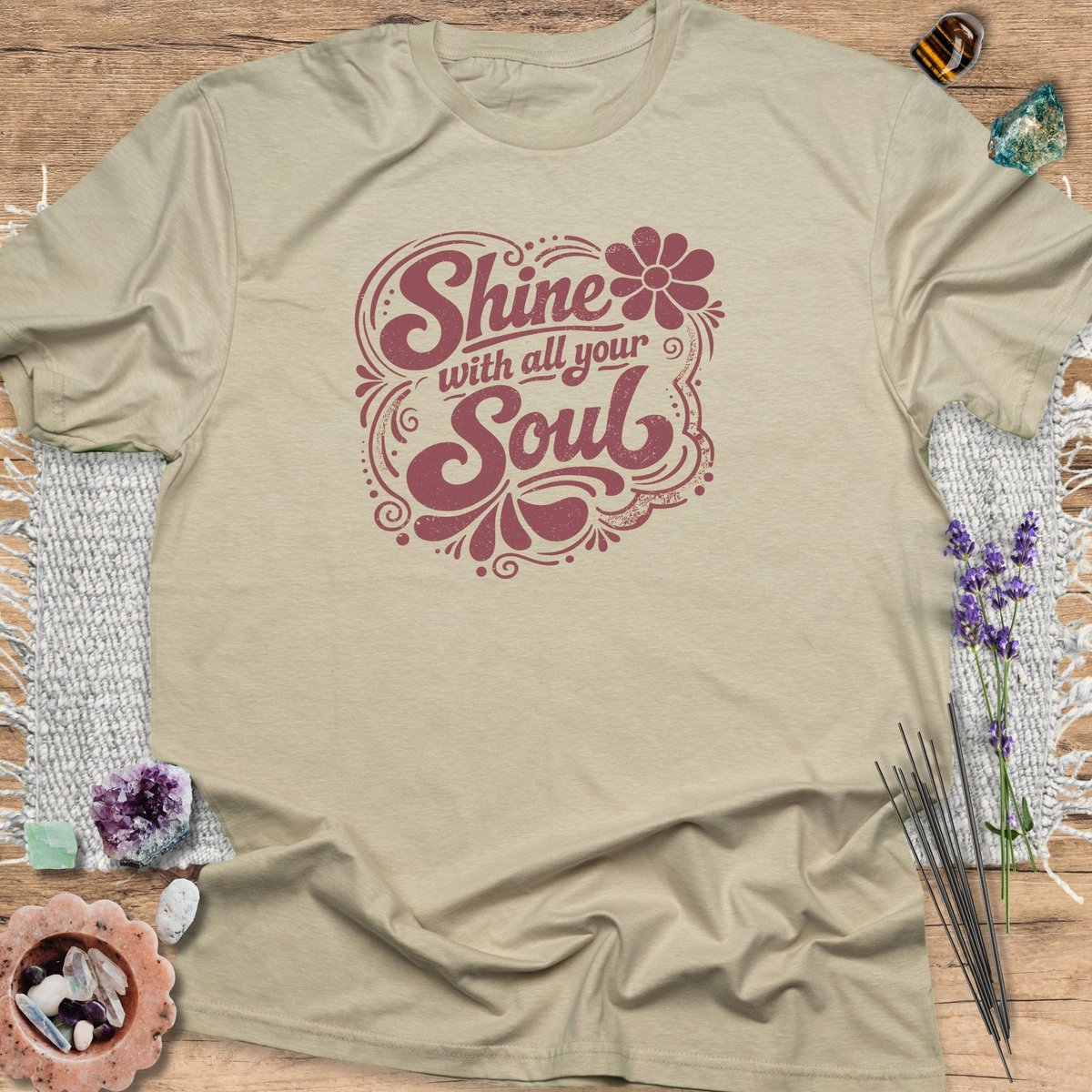 Shine With All Your Soul T Shirt Gift For Yoga Lover