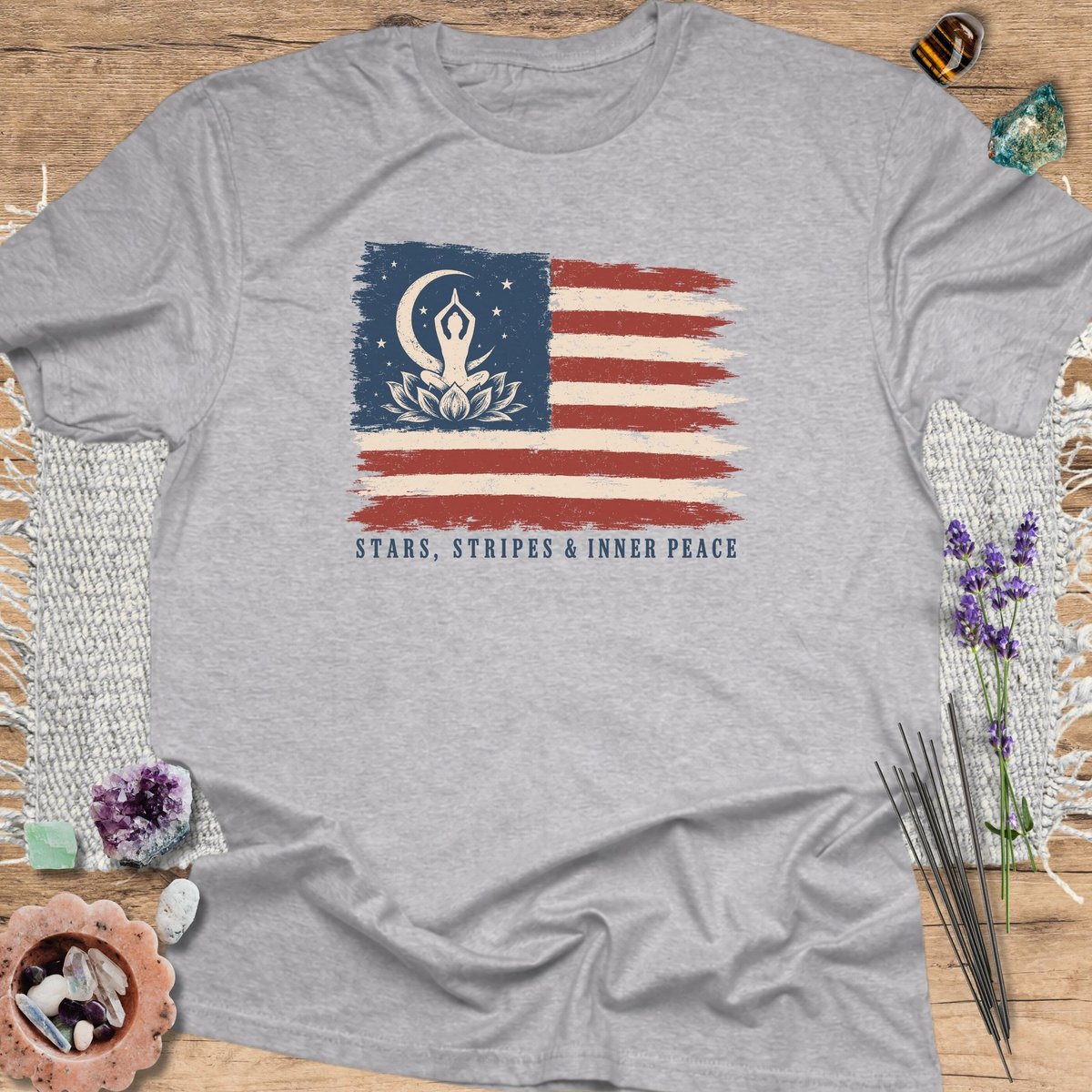 Stars Stripes And Inner Peace T Shirt Gift For Yoga Lover