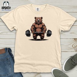 Bear Dumbbelling Heavy Cotton Comfort Colors Tee Gift For Animal Lover