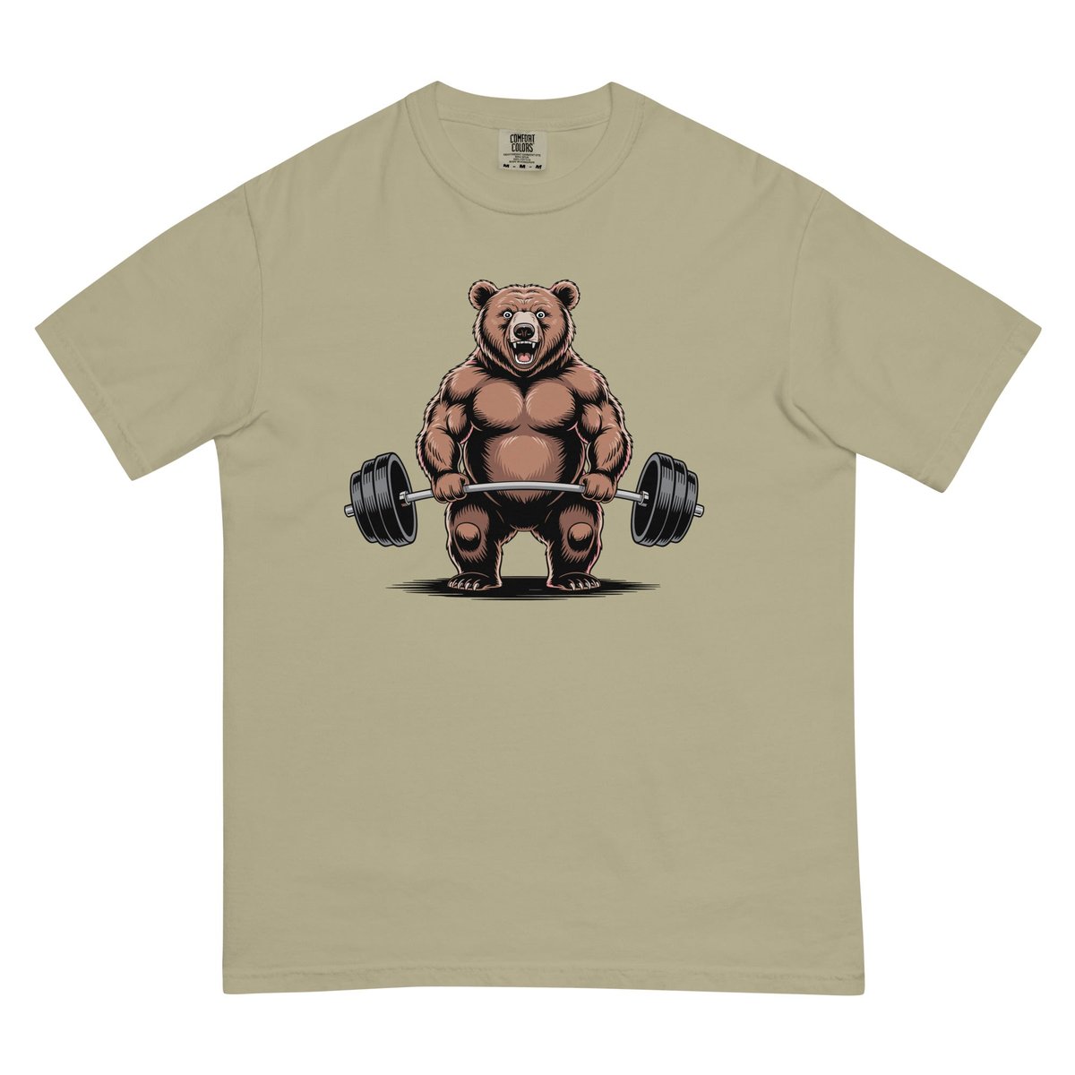 Bear Dumbbelling Heavy Cotton Comfort Colors Tee Gift For Animal Lover