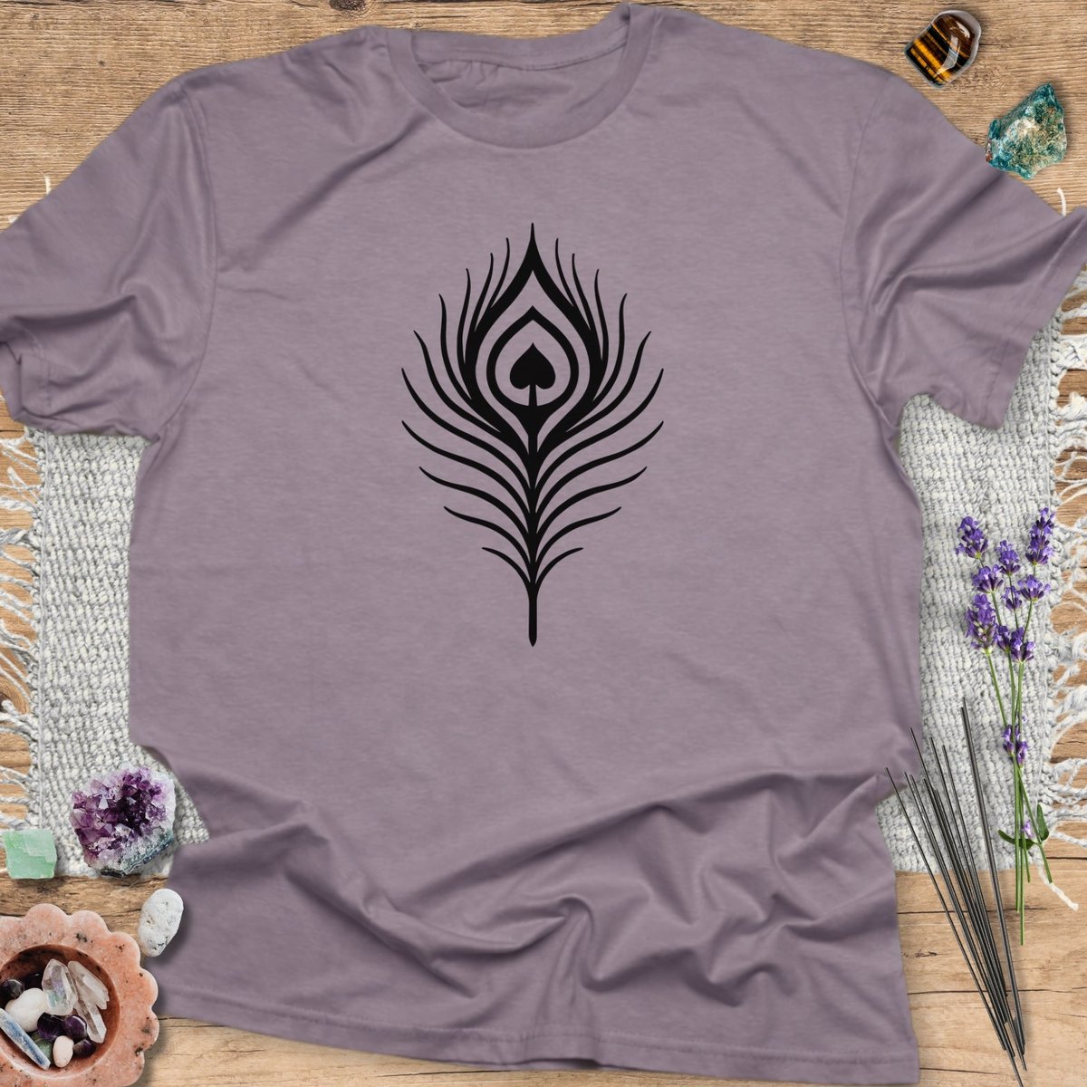 Peacock Heart Feather T Shirt Gift For Yoga Lover