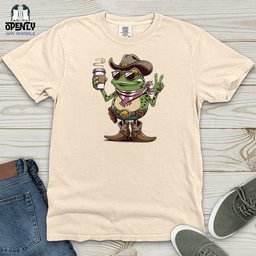 A Cowboy Frog Holding A Coffee Cup Heavy Cotton Comfort Colors Tee Gift For Frog Lover