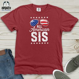 All American Sis Heavy Cotton Comfort Colors Tee Gift For Animal Lover