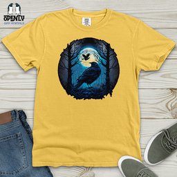 Aqua Moon Raven Heavy Cotton Comfort Colors Tee Gift For Animal Lover