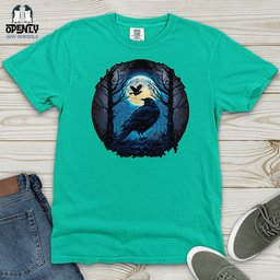 Aqua Moon Raven Heavy Cotton Comfort Colors Tee Gift For Animal Lover