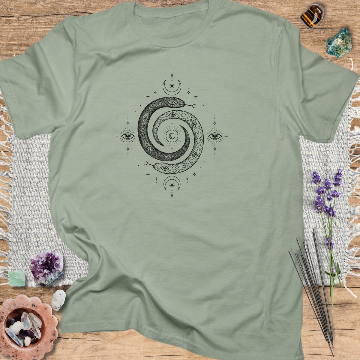 Mystical Spiral Serpent T Shirt Gift For Yoga Lover