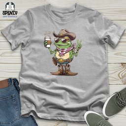 A Cowboy Frog Holding A Coffee Cup Unisex T Shirt Gift For Frog Lover