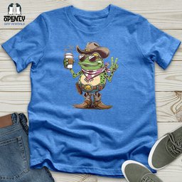 A Cowboy Frog Holding A Coffee Cup Unisex T Shirt Gift For Frog Lover
