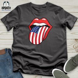 American Flag Tongue Softstyle Tee Gift For Animal Lover