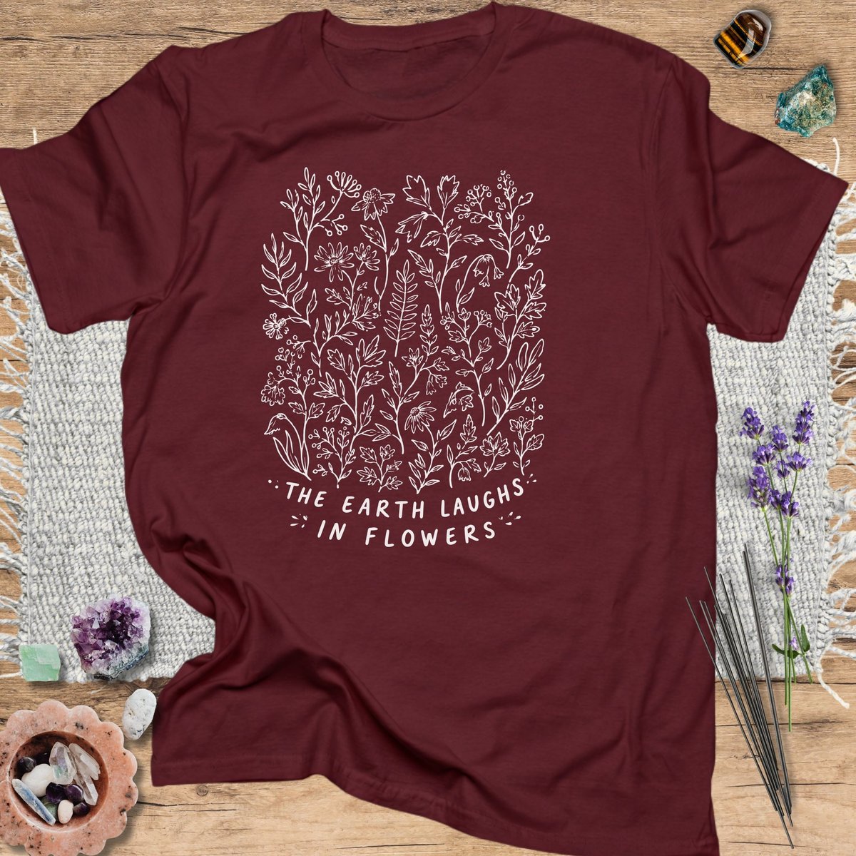 The Earth Laughs In Flowers T Shirt Gift For Yoga Lover