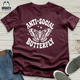 Anti Social Butterfly Unisex T Shirt Gift For Animal Lover