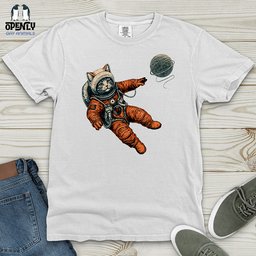 Astronaut Kitty Heavy Cotton Comfort Colors Tee Gift For Cat Lover