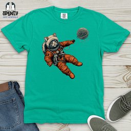 Astronaut Kitty Heavy Cotton Comfort Colors Tee Gift For Cat Lover