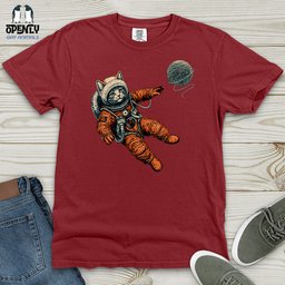 Astronaut Kitty Heavy Cotton Comfort Colors Tee Gift For Cat Lover