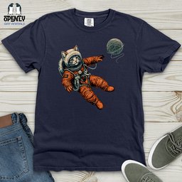 Astronaut Kitty Heavy Cotton Comfort Colors Tee Gift For Cat Lover