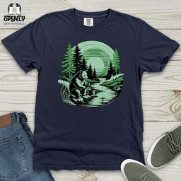 Bear Fishing Heavy Cotton Comfort Colors Tee Gift For Animal Lover
