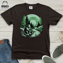 Bear Fishing Heavy Cotton Comfort Colors Tee Gift For Animal Lover