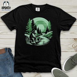 Bear Fishing Heavy Cotton Comfort Colors Tee Gift For Animal Lover