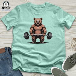 Bear Dumbbelling Unisex T Shirt Gift For Animal Lover