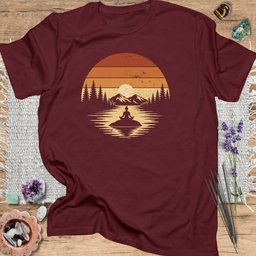 Retro Sunset Meditation T Shirt Gift For Yoga Lover