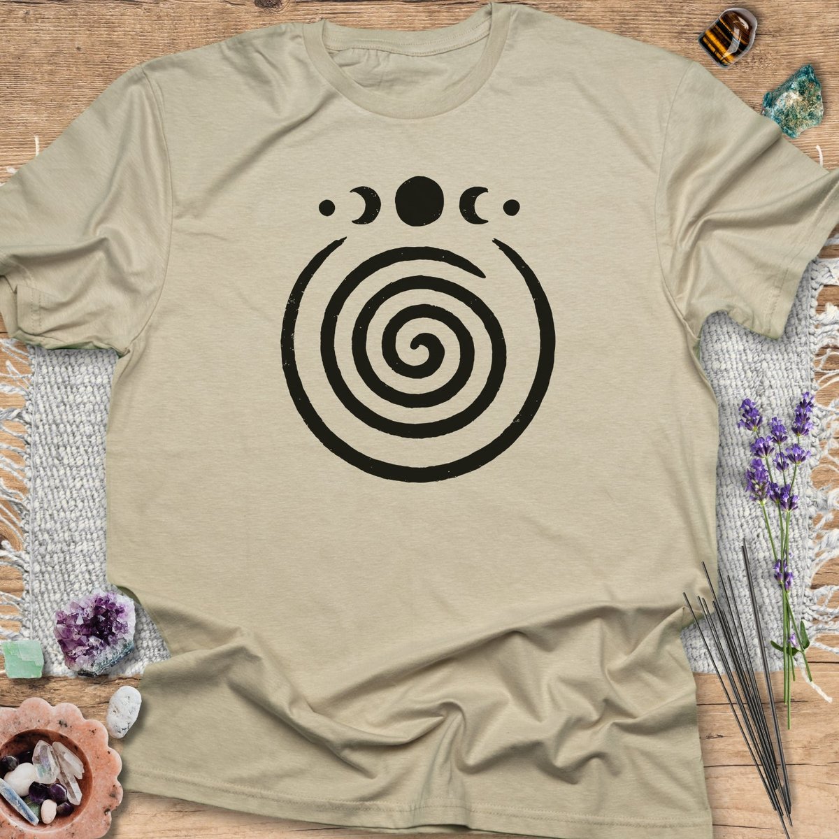 Spiral Moon Phases T Shirt Gift For Yoga Lover