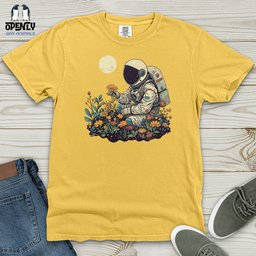 Astronaut Floral Discovery Heavy Cotton Comfort Colors Tee Gift For Animal Lover