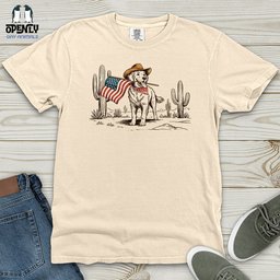 Memorial Day Cowboy Dog Heavy Cotton Comfort Colors Tee Gift For Dog Lover