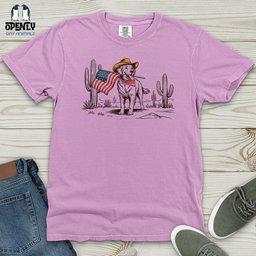 Memorial Day Cowboy Dog Heavy Cotton Comfort Colors Tee Gift For Dog Lover
