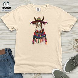 Llama Fiesta Attire Heavy Cotton Comfort Colors Tee Gift For Animal Lover