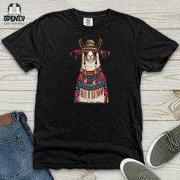 Llama Fiesta Attire Heavy Cotton Comfort Colors Tee Gift For Animal Lover