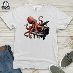 Octopus Piano Melody Heavy Cotton Comfort Colors Tee Gift For Animal Lover