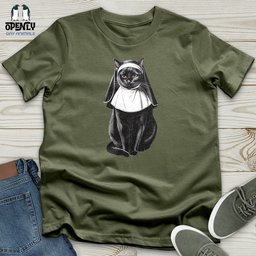 Nun Cat Softstyle Tee Gift For Cat Lover