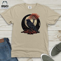 Mystical Raven Moon Heavy Cotton Comfort Colors Tee Gift For Animal Lover