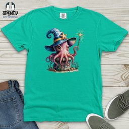 Octopus Wizard Heavy Cotton Comfort Colors Tee Gift For Animal Lover